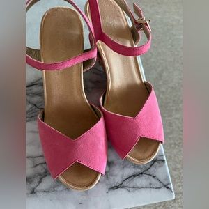 Hot pink suede wedges size 7